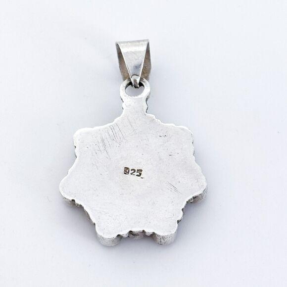 Vintage Sterling Silver 925 4cm Turquoise Coral Cluster Pendant - Picture 4 of 7